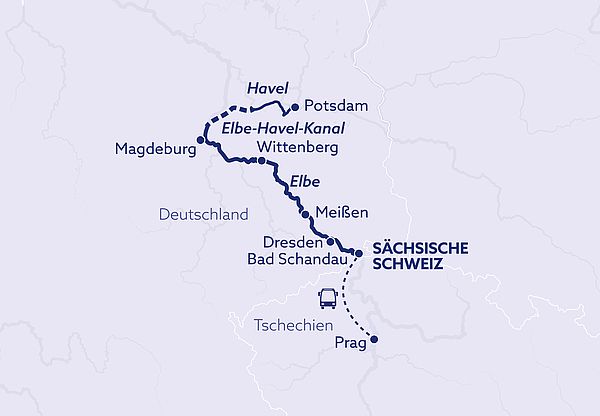 Routenverlauf "Malerische Elbe und Prag"